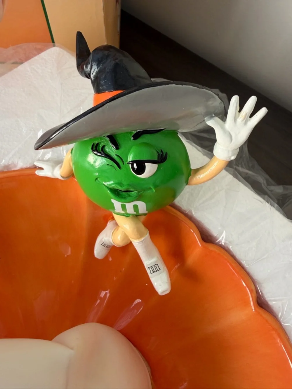 NEW M&M’s Animated Candy Dish Department 56 Green Character Halloween / Fall”